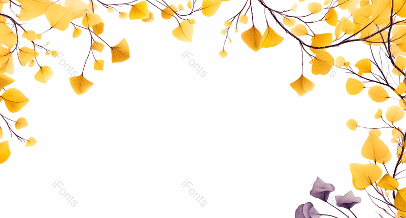 花朝节水彩横幅展板银杏叶,插画/手绘图,插画/手绘图库,插画/手绘图下载,插画/手绘